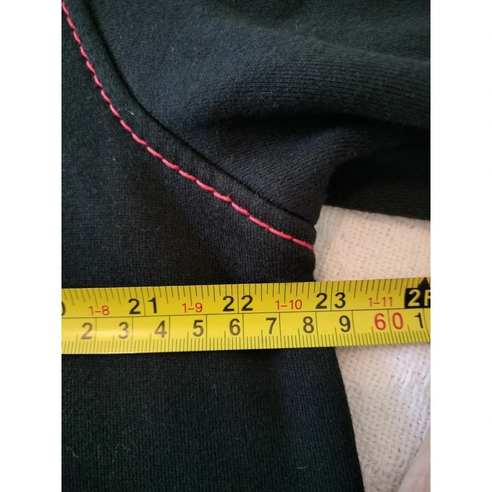 True Religion Mens XL Black Red Contrast Stitch Full Zip Hoodie Buddha Worldtour